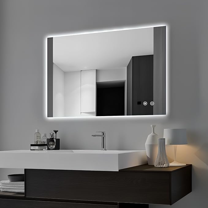 Niccy LED Bathroom Mirror, Backlit Mirror with Lights for Wall Frameless | Anti-Fog, 36"x24", 3 Color Dimmable, Lighted Bathroom Mirror for Wall, Memory Function, CRI>90, HD Glass, Horizontal/Vertical
