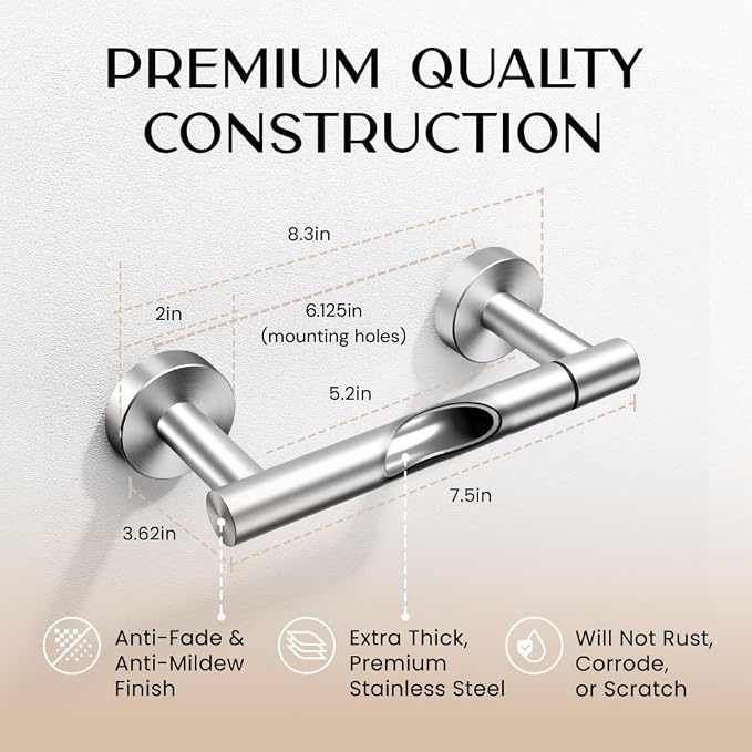 Day Moon™ - Toilet Paper Holder - Modern Roll Holder for Bathroom - 2 Pack - Wall Mount, Brushed Nickel