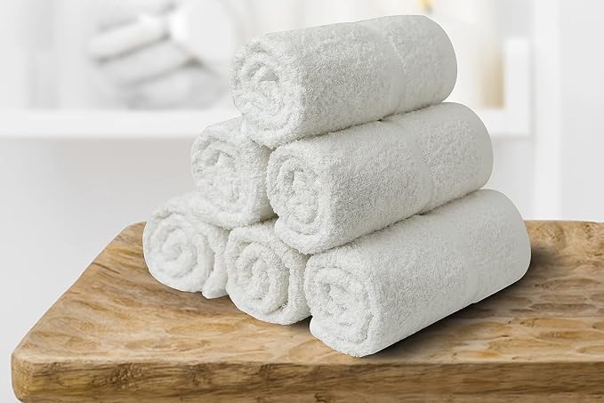 Basic Hand Towels 16x26 Inches – Bulk Pack of 96 – White Color – Soft and Absorbent Multipurpose Cotton Towels for Bathroom, Spa, Gym, Salon, Hotel, and Everyday Use