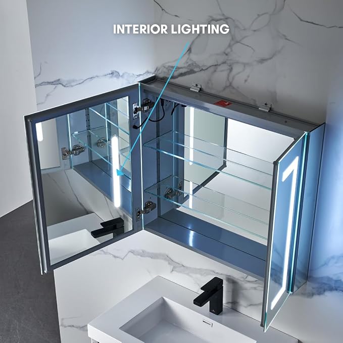 Blossom LED Medicine Cabinet Mirror for Bathroom 30x26, Lighted Medicine Cabinet with Mirror, Recessed/Surface Mount, Anti-Fog, Adjustable Brightness, Makeup, Wall Mounted Storage Cabinet