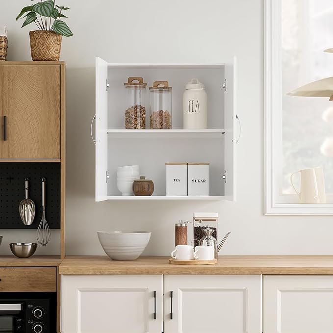 SoBuy Multifunctional Wall Mount Storage Cabinet, Wall Size, White | Wall Mount Over-Toilet Medicine Cabinet With Shelf, Multi-Purpose Storage For Kitchen Bathroom Laundry