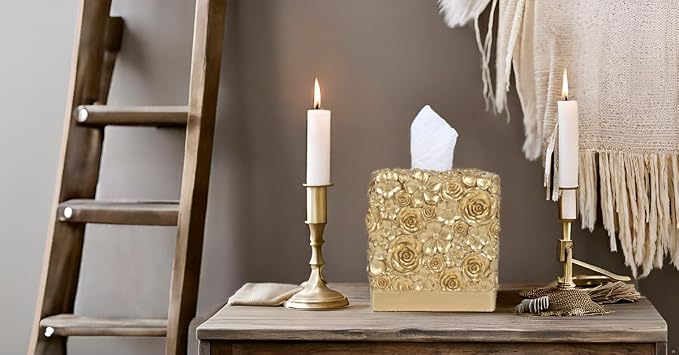 Hymmah Modern Square Tissue Box Cover Holder,Bathroom Accessories Decor Unique Design Tissue Box Cover for Bathroom Vanity Counter Tops Also Great for Bedrooms and Living Rooms