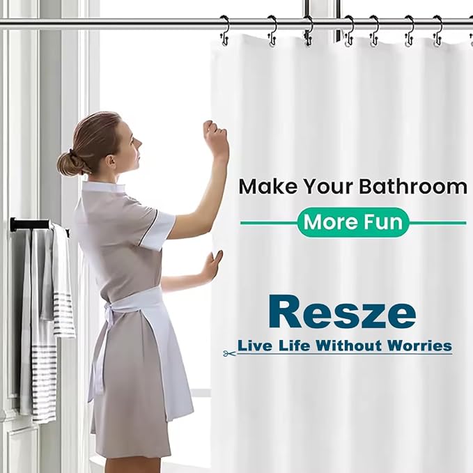 Resze 12 PCS Black Plastic Double Shower Curtain Hooks, Multi-Functional Rings for Bathroom Shower Curtain,Shower Curtain Liner and Kitchen Supplies, etc.