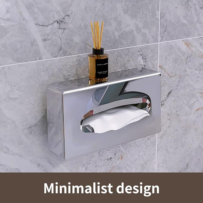 Y-in Hand Tissue Box Cover, Rectangular Mirror Wall Mounted Facial Paper Holder Dispenser, Prefert for Storage on Bathroom Vanity, Kitchen, Night Stand, Countertops Office and Car.