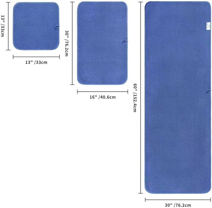 POLYTE 430 GSM Poly Blend Microfiber Quick Dry Waffle Bath Towel Set of 6 | 2-Body Towels, 2-Hand Towels, 2-Wash cloths, Oversize, Lint Free
