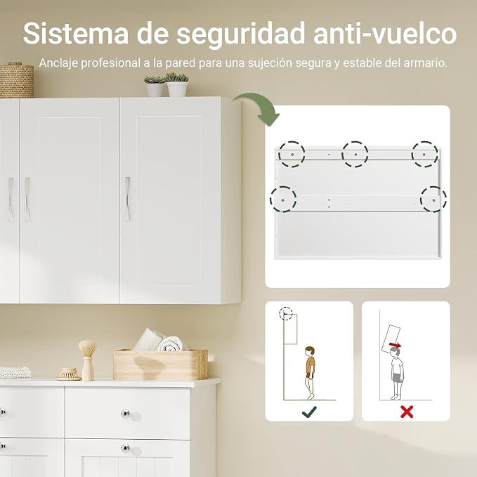 Haotian Wall Storage Cabinet, Large 3-Door, 23.6 x 11.8 x 35.4 in, White | Large 3-Door Floating Wall Storage Cabinet With Adjustable Shelf, Bathroom Cabinet For Hidden Sundry Storage, FRG231-L-W