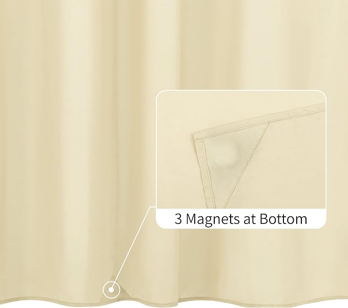 ALYVIA SPRING Waterproof Fabric Shower Curtain or Liner Cream, 72x72 | 3 Magnets, Soft Cloth & Hotel Quality, Machine Washable, Light-Weight, Standard Size