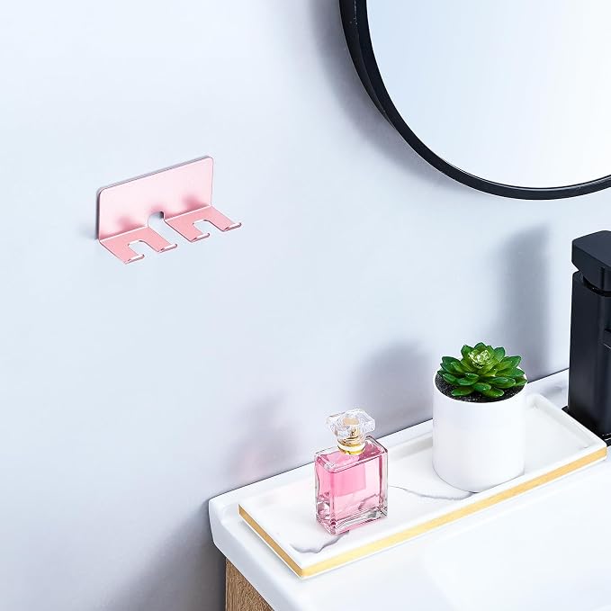 Electric Toothbrush Head Holder, Toothbrush Holders Wall Mounted, Electric Toothbrushs Holder, Bathroom Shower Tooth Brushing Holder, Tooth Brush Head Holder Organiser (Rose Gold, Small)