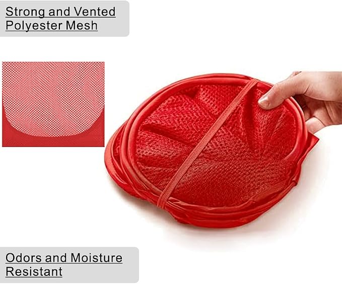 BATTOO Deluxe Strong Mesh Pop up Laundry Hamper Basket with Side Pocket for Laundry Room, Bathroom, Kids Room, College Dorm or Travel Red