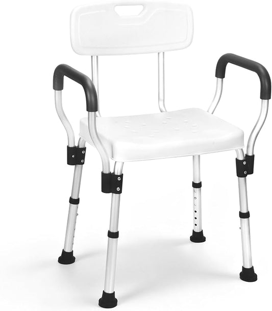 Shower Chair for Inside Shower with Back - Heavy Duty Shower Seat for Bathtub - Adjustable Height Safety Bath Seat for Elderly Handicap and Disabled,HDB-796C