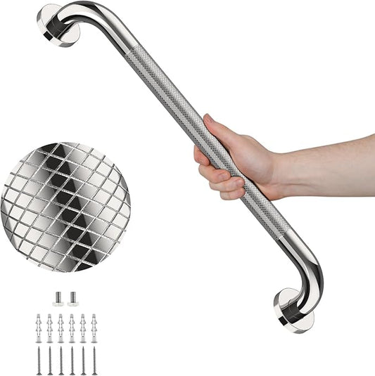 Anti Slip Shower Grab Bar 32 Inch,Chrome Stainless Steel Bath Grab Bar | Knurled Bathroom Safety Rail, Shower Handrail Support, Handicap Elderly Balance Assist Handles-1.25" Diameter
