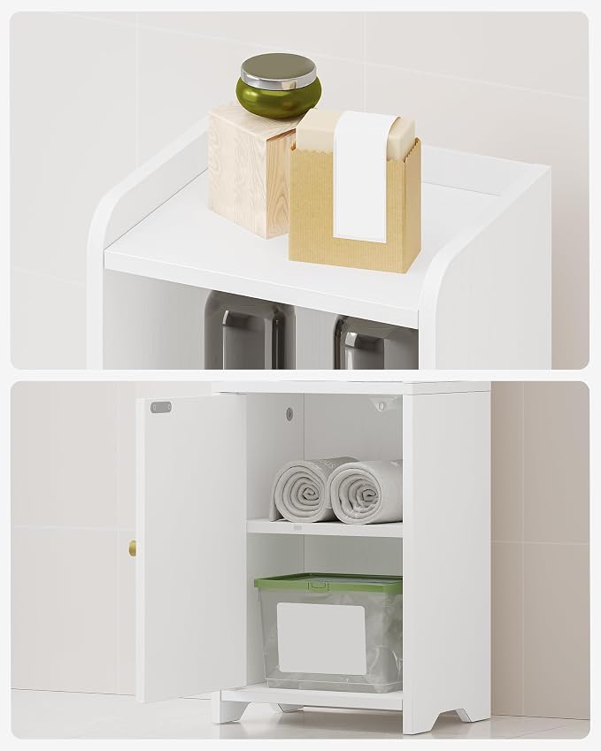 Hzuaneri Bathroom Storage Cabinet, Narrow Toilet Paper Cabinets with Doors | Small Corner Floor Cabinet with Doors and Adjustable Shelf, Bathroom Organizer for Small Spaces, White BC29713X