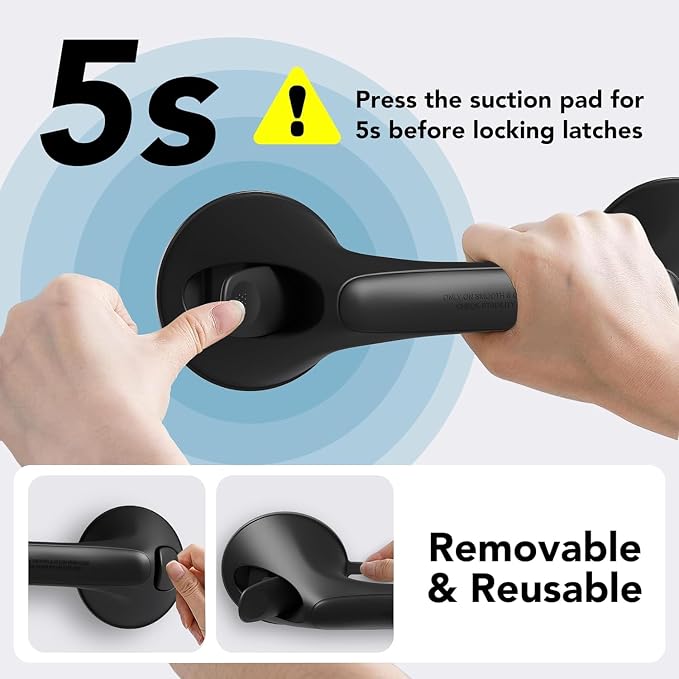 2 Pack 12 Inch Grab Bars for Bathtubs and Showers for Seniors, Heavy Duty Shower Handle for Elderly, Suction Cup Removable Handrails Handicap Bath Grip Bathroom Upgrade Safety Grips (Black)