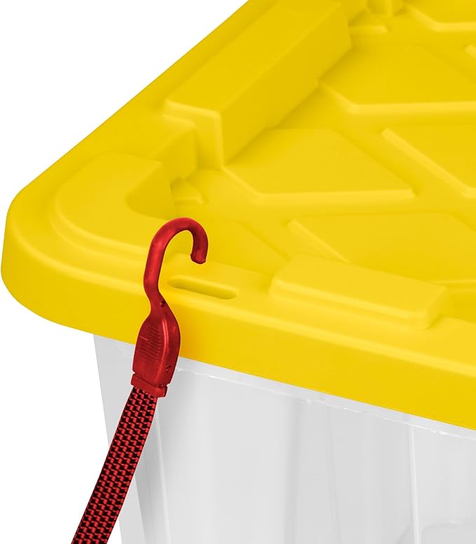 Sterilite Industrial Storage Tote with Lids for Garage, 27 Gallon, 16-Pack | Heavy-Duty and Stackable Utility Box Containers for Home, Office, and Basement Organization, Yellow