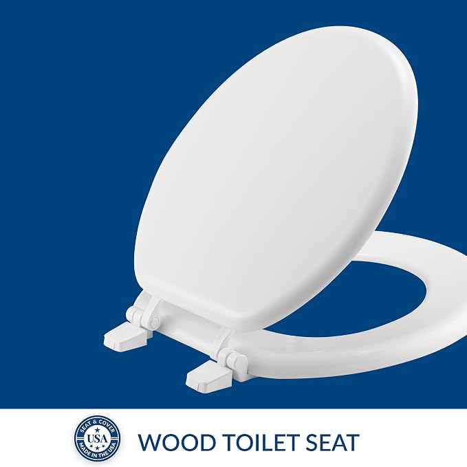 Bemis 400TTA Economy Durable Wood Toilet Seat, Made in USA, Round, White (Pack of 2)