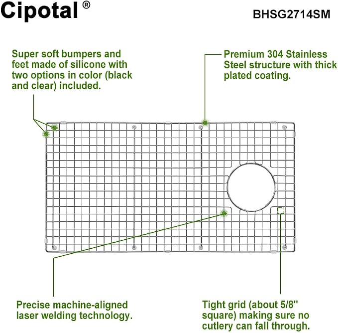 27 in. x 14 in. Side Drain Sink Protector with Supersoft Silicone Feet in 304 Grade Stainless Steel