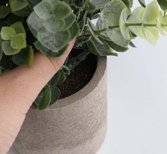 Lemonfilter Fake Plants,3PCS Artificial Plants Indoor Eucalyptus Desk Decor | Small Faux Greenery Plants with Pulp Pot Plastic Fake Plants for Shelves Floating Coffee Table Bathroom Bedroom Decor Plants