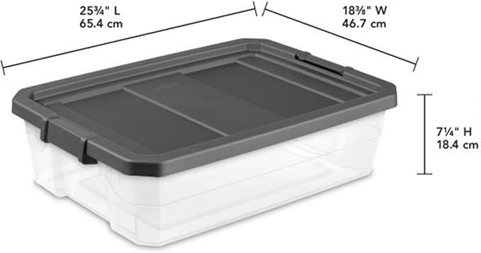 Sterilite 18-Pack Modular Stacker Box, Durable Clear Plastic Storage Bins with Latching Lids, 40 Quart - Stackable Organizing Container Boxes for Closet, Bathroom, and Office