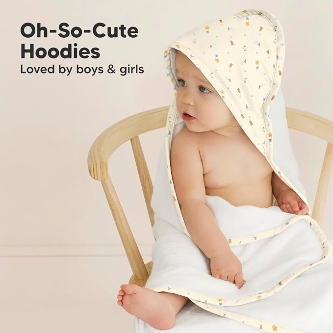 KeaBabies Hooded Baby Towel for Newborn, Baby Bath Towels (Dreamers, 35x35) | Viscose Derived from Bamboo, Large Baby Towels with Hood, Boys, Girls, Toddler, Soft Absorbent Baby Bath Essentials