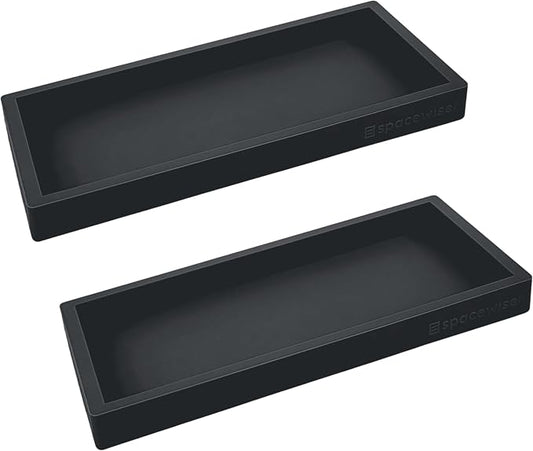 Countertop & Vanity Silicone Tray – 2 PC Small 7.7" Soap Tray | Kitchen Soap Tray Set, Dish Soap Tray for Kitchen Counter, Kitchen Sink Tray, Silicone Soap Dispenser Tray & Sponge Holder