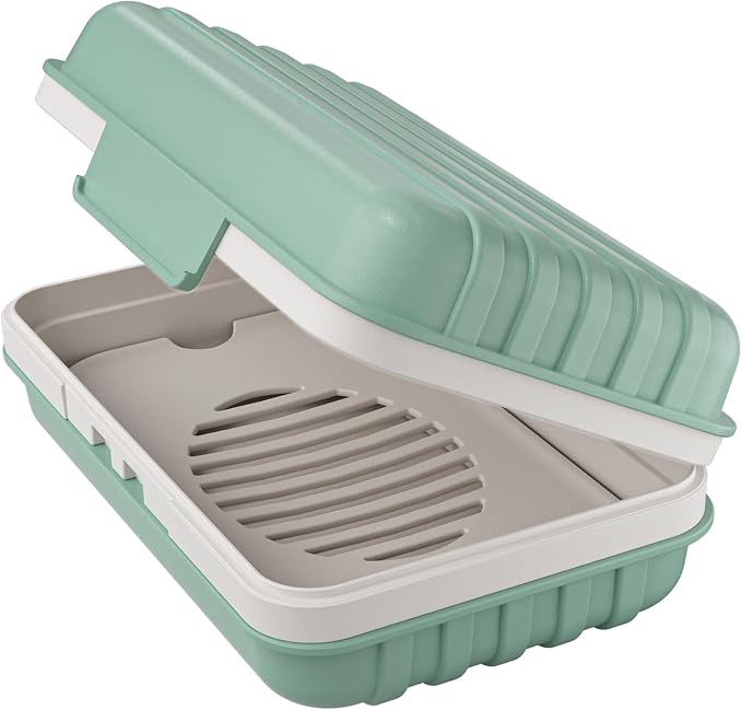Quatish Leakproof Bar Soap Holder Dish with Lid for Shower, Portable Travel Soap Case Box for Gym, Camping, Hiking, Outdoor Use, Travel Size Toiletries Essentials, Keeps Soap Dry, GreyGreen