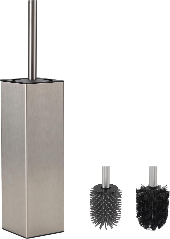 Toilet Brush and Holder Set Brushed Nickel Toilet Bowl Cleaner Brush Freestanding for Bathroom