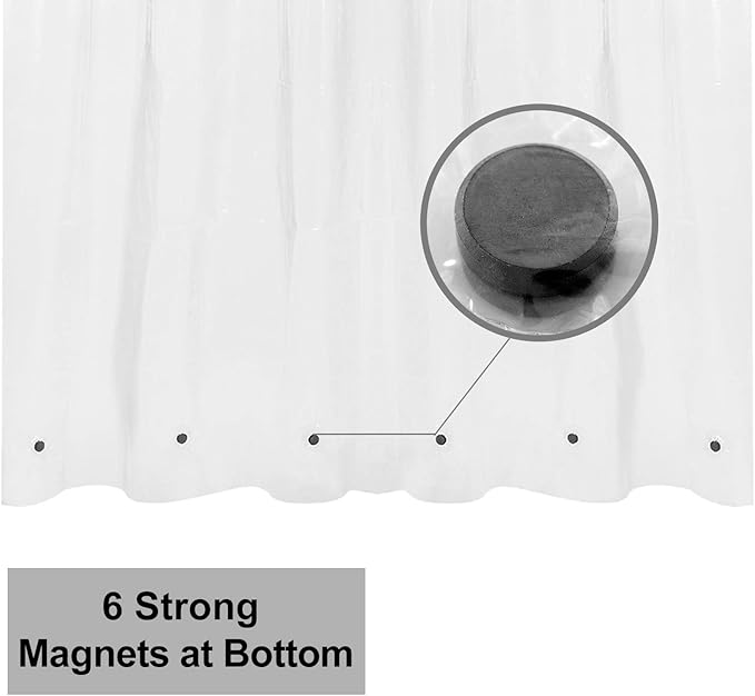 Barossa Design Heavy Duty Shower Curtain Liner with 6 Magnets, Clear, 72x72 | 8G Thick PEVA, 6 Bottom Magnets, Waterproof Vinyl & See Through, Metal Grommets, Heavy Plastic Shower Curtain for Bathroom
