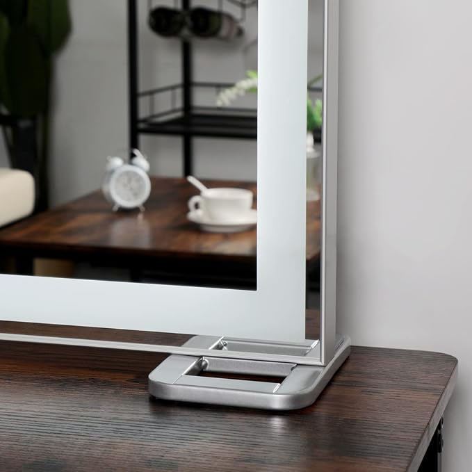 Large Vanity Mirror with Lights L36.2 X H26.8 inch, Lighted Tabletop/Wall Hollywood Makeup Mirror for Dressing Room & Bedroom,3 Color Modes with Dimmer,Silver