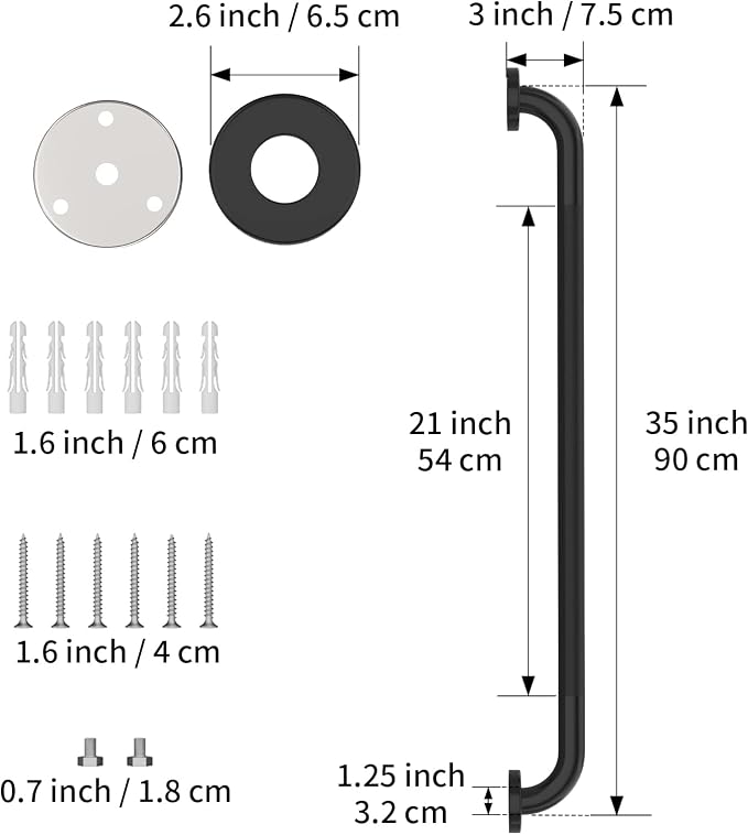 36 Inch Shower Grab Bar Oil Rubbed Black, Munzong Anti Slip Bathroom Grab Bar, Knurled Bathroom Balance Bar,Safety Hand Rail Support Handicap Elderly Injury Senior Assist Bath Handle | Knurled Bathroom Balance Bar,Safety Hand Rail Support Handicap Elde...
