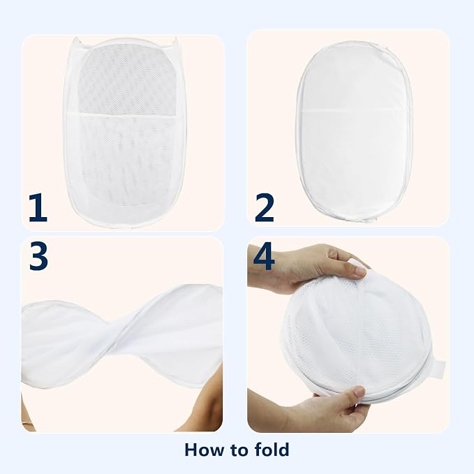 Pop Up Laundry Hamper, Mesh Laundry Basket Collapsible, Foldable Hamper for Travel and Storage, 3 Pack (White+Pink+Blue)