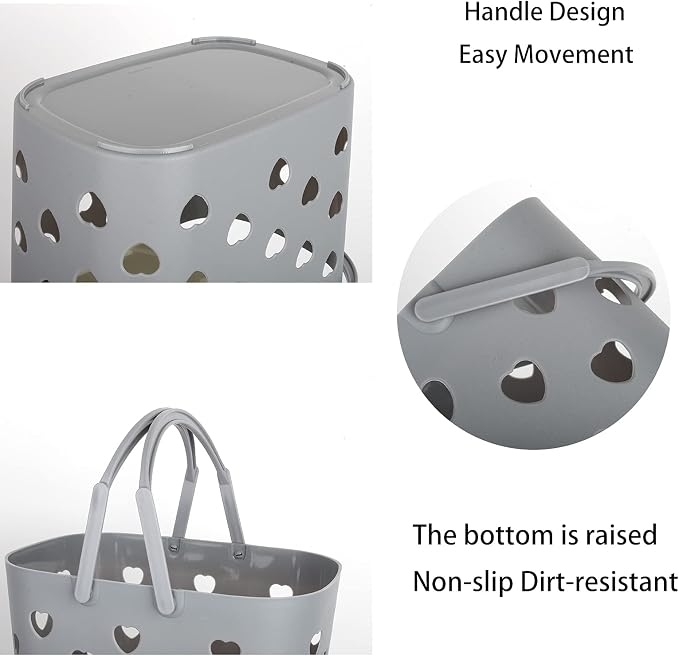 Portable Shower Caddy with handle Plastic Shower Basket, 2 Pack, Grey | Bathroom Caddy Storage Tote Cleaning Supply Caddy for College Dorm, Kitchen, Pantry, Garage