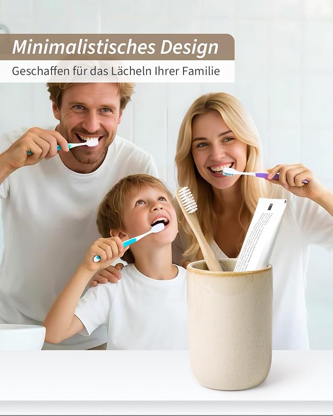BosilunLife Ceramic Toothbrush Holder (Greige, Cylinder)