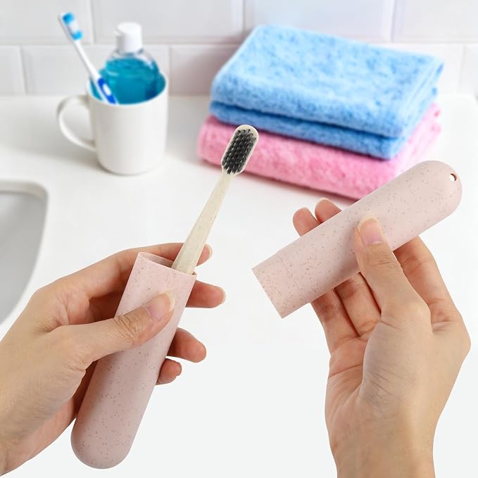 Tecbeauty 8Pcs Travel Toothbrush Case, Portable Toothbrush Holder Container Protector Cover for Travel, Business, Camping, School