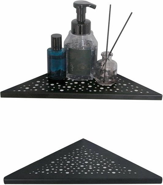 WELLUP Shower Corner Shelf 2 Pack,10" Shower Shelf for Tiled Wall Black | 304 Stainless Steel Corner Shower Shelf,Shower Corner Shelf for 90°Tiled Wall,15 lbs Capacity,Hollowed Drainage,Easy Install