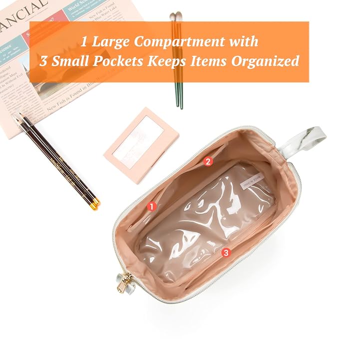 Small Marble Makeup Bag, Small Cosmetic Bags for Women,Large Capacity Portable Cosmetic bag Storage Organizer for Purse Everyday Use (Small, Marble)