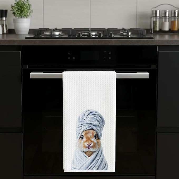 Rabbit Bunny Gifts Decoration Towels for Washroom Toilet, Rabbit Bunny Lover Waffle Weave Bathroom Towels for Farmhouse