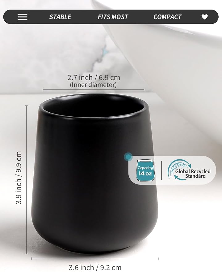 BosilunLife Bathroom Toothbrush Holder - Ceramic Toothbrush Cup Holder 13Oz White Toothbrush Holder for Bathroom Toothbrush and Toothpaste Holder for Bathroom Vanity Countertop, Ideal for Home, Hotel
