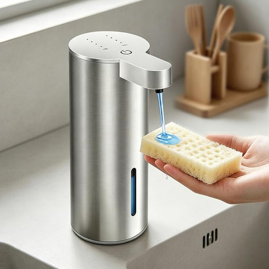 Touchless Automatic Liquid Soap Dispenser, Stainless Steel, Rechargeable | 4 Levels Adjustable, No Clog,13.5oz Capacity,IPX5 Waterproof, Wall Mount, For Hand & Dish Soap, Bathroom Kitchen Hotel Use