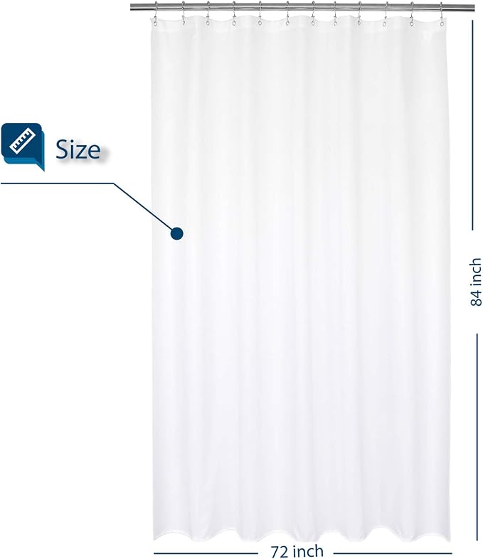 Barossa Design 72x84 Extra Long Fabric Shower Curtain or Liner White | Soft Microfiber Cloth, Waterproof, Hotel Quality, Machine Washable, 72W x 84H for Bathroom