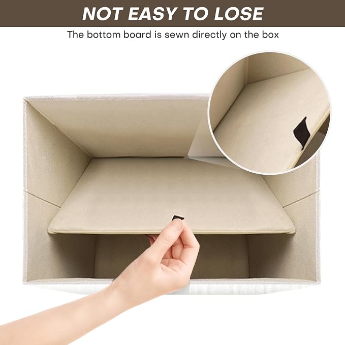 Large 42 Quarts Fabric Storage Bins with Lids [2-Pack] Linen Collapsible Foldable Storage Cubes, Closet Organizer Containers boxes with Handles for Home Office (16.7 x 12 x 12, White)