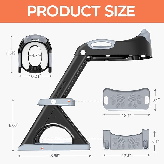 Potty Training Toilet for Toddlers, 2-in-1 Potty Training seat, Anti-Slip | SKYROKU, Fits Round & Elongated Toilets, 6 Heights, Splash Guard, Foldable, Holds 200+ lbs, Step Stool, Dishwasher Cushion