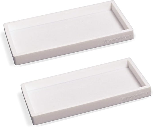 Countertop & Vanity Silicone Tray – 2 PC Small 7.7" Soap Tray | Kitchen Soap Tray Set, Dish Soap Tray for Kitchen Counter, Kitchen Sink Tray, Silicone Soap Dispenser Tray & Sponge Holder