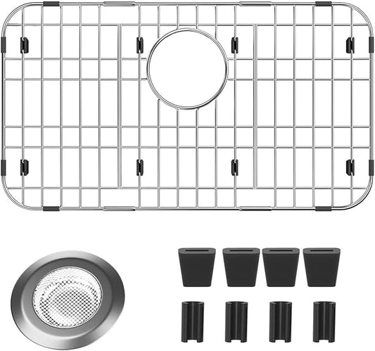 23" x 13" Sink Protectors for Kitchen Sink, Rear Drain | Rust Resistant Stainless Steel Kitchen Sink Grid and Sink Protectors, Sink Rack for Bottom of Sink with Sink Strainers