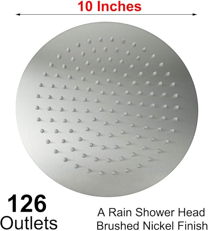 NearMoon Rain Shower Head, Ultra-Thin Design-Pressure Boosting, Awesome Some Experience, High Flow Stainless Steel Rainfall Head (10 Inch, Brushed Nickel)