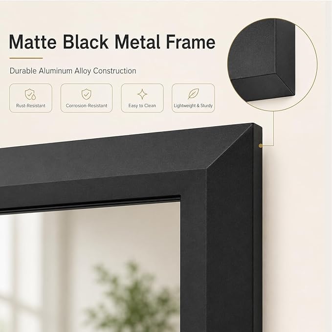 SMIROR 28x32 Matte Black Bathroom Vanity Mirror for Over Sink | Metal Wide Frame, Rectangle, Right- Angle Corner, Anti-Rust, Horizontally or Vertically Wall- Mounted for Home Remodel