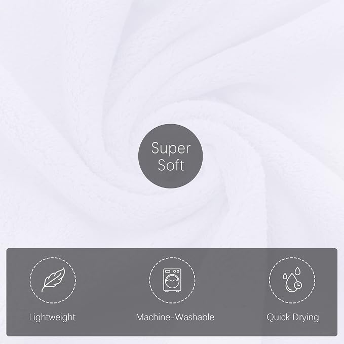 TENSTARS Silk Hemming Hand Towels for Bathroom - Quick Drying - Ultra Soft Microfiber Absorbent Towel for Bath Fitness, Gym, Shower, Hotel, and Spa - 16x28 Inch | Set of 6, White