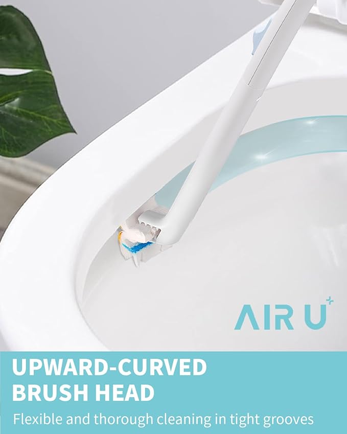 AIR U+ Disposable Toilet Brush Wand for Scrubbing Bubbles Flushable Refills | 24 Count Flushable Refills, Wall Mount Toilet Cleaning System with 1 Toilet Wand + 1 Automatic Visual Caddy