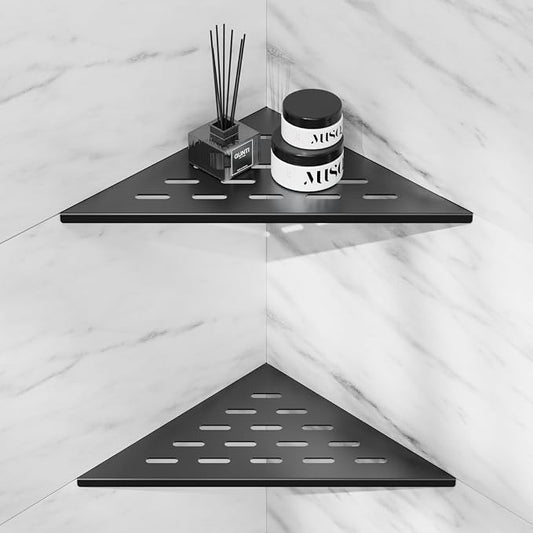 lives Corner Shower Shelves 2 Pack, 10" Black Corner Shelf for Bathroom, 304 Stainless Steel Grout in Bathroom Shower Shelf for Tiled Wall, Waterproof, Easy Install (Matte Black,10")