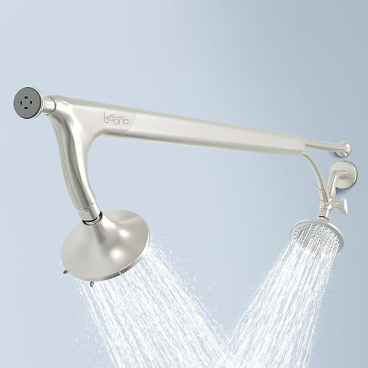 BOONA Tandem Shower as seen on Shark Tank | Dual Shower Head for Couples | Brushed Nickel, Two Showerheads