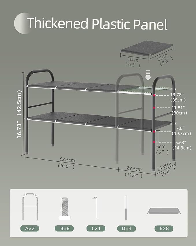 Under Sink Organizers and Storage,Expandable under cabinet organizer Shelf | 2 tier expandable shelf for kitchen and bathroom,shoe rack,8 Removable ABS Panels,Adjustable partition height,20.6-32.2" W